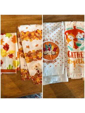 Thanksgiving & Fall Kitchen Towel Set Of 4 - Celebrate Fall Together - Seasonal
